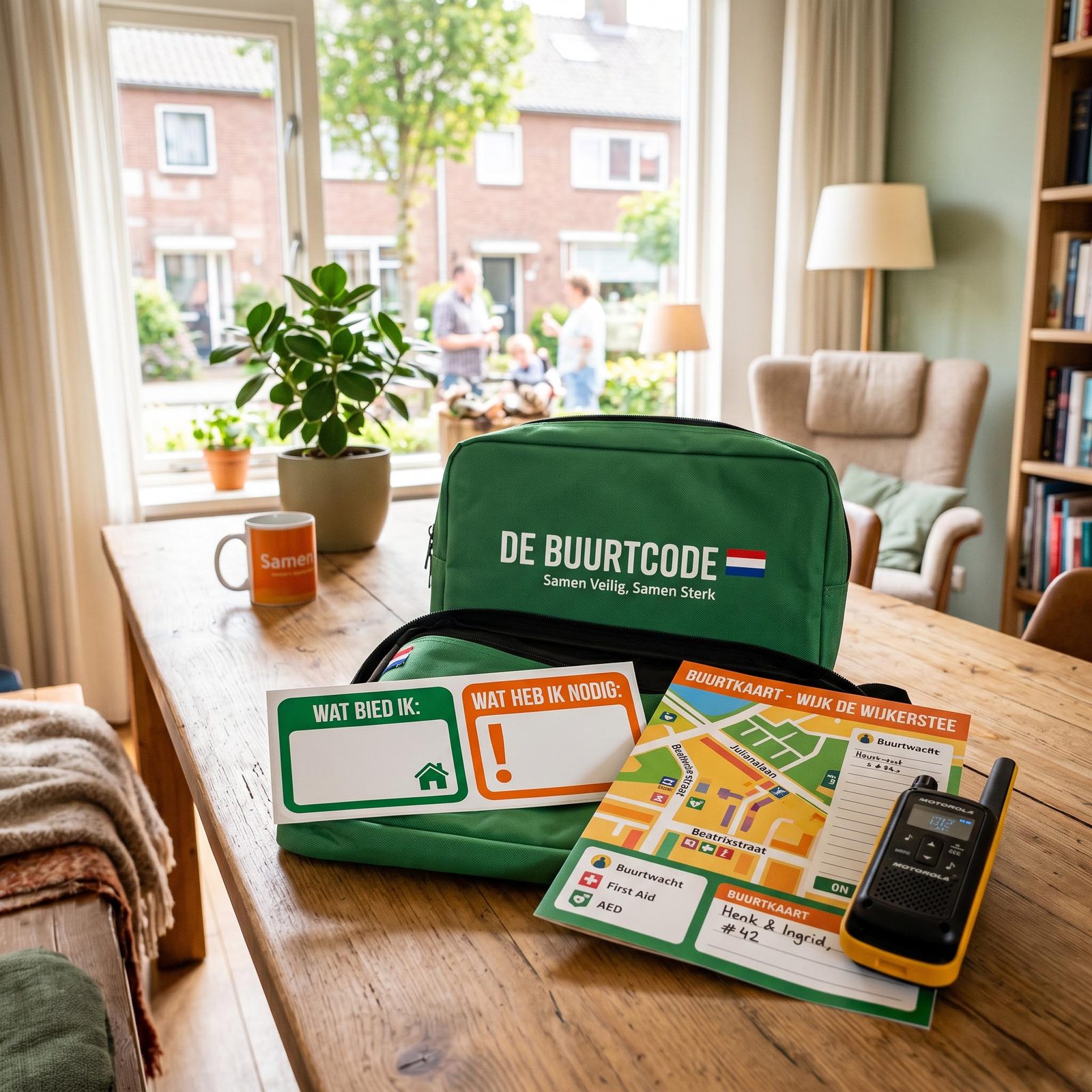 Groene voordeur met Buurtcode-stickers